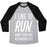 Virgin Teez  Baseball Tee Unisex Tri-Blend Baseball Tee / small / Athletic Gray / Black I LIKE TO RUN AWAY FROM MY RESPONSIBILITIES UNISEX TRI-BLEND BASEBALL TEE