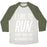 Virgin Teez  Baseball Tee Unisex Tri-Blend Baseball Tee / small / Oatmeal / Moss I LIKE TO RUN AWAY FROM MY RESPONSIBILITIES UNISEX TRI-BLEND BASEBALL TEE