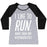 Virgin Teez  Baseball Tee Women's Tri-Blend Baseball Tee / small / Athletic Gray / Black I LIKE TO RUN AWAY FROM MY RESPONSIBILITIES WOMEN'S TRI-BLEND BASEBALL TEE