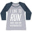 Virgin Teez  Baseball Tee Women's Tri-Blend Baseball Tee / small / Athletic Gray / Navy I LIKE TO RUN AWAY FROM MY RESPONSIBILITIES WOMEN'S TRI-BLEND BASEBALL TEE