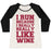Virgin Teez  Baseball Tee Women's Tri-Blend Baseball Tee / small / Oatmeal / Black I LIKE TO RUN BECAUSE I REALLY REALLY LIKE WINE WOMEN'S TRI-BLEND BASEBALL TEE