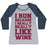 Virgin Teez  Baseball Tee Women's Tri-Blend Baseball Tee / small / Athletic Gray / Navy I LIKE TO RUN BECAUSE I REALLY REALLY LIKE WINE WOMEN'S TRI-BLEND BASEBALL TEE