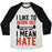 Virgin Teez  Baseball Tee Unisex Tri-Blend Baseball Tee / small / Oatmeal / Black I LIKE TO WORK OUT AND BY LIKE I MEAN HATE UNISEX TRI-BLEND BASEBALL TEE