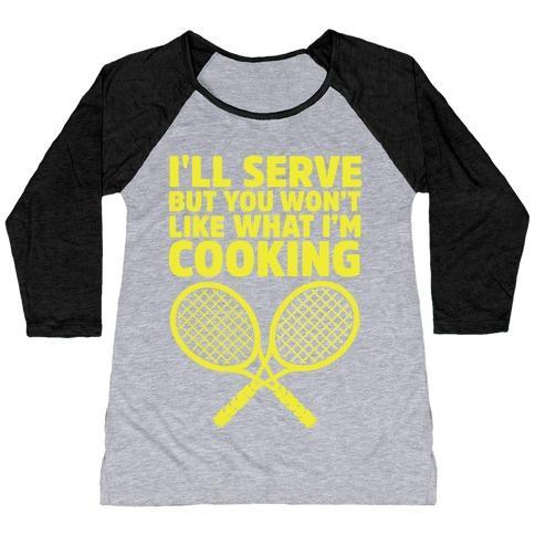Virgin Teez  Baseball Tee Women's Tri-Blend Baseball Tee / small / Athletic Gray / Black I'LL SERVE BUT YOU WON'T LIKE WHAT I'M COOKING WOMEN'S TRI-BLEND BASEBALL TEE