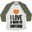 Virgin Teez  Baseball Tee Unisex Tri-Blend Baseball Tee / small / Oatmeal / Moss I LOVE A MAN IN UNIFORM (BASKETBALL) UNISEX TRI-BLEND BASEBALL TEE