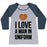 Virgin Teez  Baseball Tee Women's Tri-Blend Baseball Tee / small / Athletic Gray / Navy I LOVE A MAN IN UNIFORM (BASKETBALL) WOMEN'S TRI-BLEND BASEBALL TEE