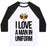 Virgin Teez  Baseball Tee Unisex Classic Baseball Tee / x-small / White/Black I LOVE A MAN IN UNIFORM (FOOTBALL EDITION) UNISEX CLASSIC BASEBALL TEE