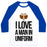 Virgin Teez  Baseball Tee Unisex Classic Baseball Tee / x-small / White/Blue I LOVE A MAN IN UNIFORM (FOOTBALL EDITION) UNISEX CLASSIC BASEBALL TEE