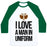 Virgin Teez  Baseball Tee Unisex Classic Baseball Tee / x-small / White/Dark Green I LOVE A MAN IN UNIFORM (FOOTBALL EDITION) UNISEX CLASSIC BASEBALL TEE