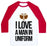 Virgin Teez  Baseball Tee Unisex Classic Baseball Tee / x-small / White/Red I LOVE A MAN IN UNIFORM (FOOTBALL EDITION) UNISEX CLASSIC BASEBALL TEE
