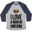 Virgin Teez  Baseball Tee Unisex Tri-Blend Baseball Tee / small / Athletic Gray / Navy I LOVE A MAN IN UNIFORM (FOOTBALL EDITION) UNISEX TRI-BLEND BASEBALL TEE