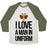 Virgin Teez  Baseball Tee Unisex Tri-Blend Baseball Tee / small / Oatmeal / Moss I LOVE A MAN IN UNIFORM (FOOTBALL EDITION) UNISEX TRI-BLEND BASEBALL TEE