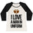 Virgin Teez  Baseball Tee Women's Tri-Blend Baseball Tee / small / Oatmeal / Black I LOVE A MAN IN UNIFORM (FOOTBALL EDITION) WOMEN'S TRI-BLEND BASEBALL TEE
