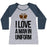 Virgin Teez  Baseball Tee Women's Tri-Blend Baseball Tee / small / Athletic Gray / Navy I LOVE A MAN IN UNIFORM (FOOTBALL EDITION) WOMEN'S TRI-BLEND BASEBALL TEE