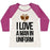 Virgin Teez  Baseball Tee Women's Tri-Blend Baseball Tee / small / Oatmeal / Berry I LOVE A MAN IN UNIFORM (FOOTBALL EDITION) WOMEN'S TRI-BLEND BASEBALL TEE