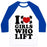 Virgin Teez  Baseball Tee Unisex Classic Baseball Tee / x-small / White/Blue I LOVE BOYS WHO LIFT UNISEX CLASSIC BASEBALL TEE