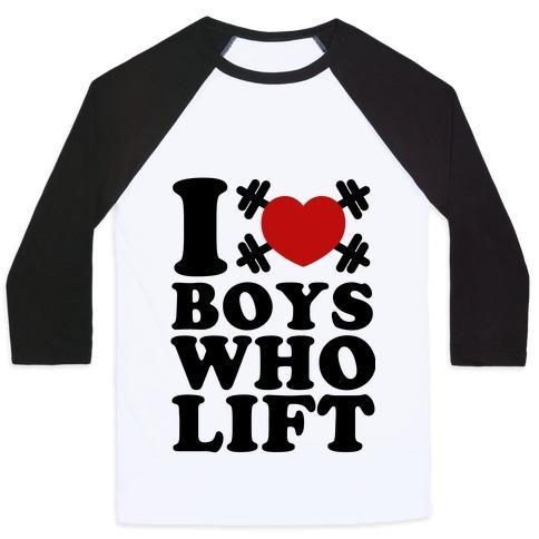 Virgin Teez  Baseball Tee Unisex Classic Baseball Tee / x-small / White/Black I LOVE BOYS WHO LIFT UNISEX CLASSIC BASEBALL TEE