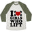 Virgin Teez  Baseball Tee Unisex Tri-Blend Baseball Tee / small / Oatmeal / Moss I LOVE BOYS WHO LIFT UNISEX TRI-BLEND BASEBALL TEE