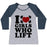 Virgin Teez  Baseball Tee Women's Tri-Blend Baseball Tee / small / Athletic Gray / Navy I LOVE BOYS WHO LIFT WOMEN'S TRI-BLEND BASEBALL TEE