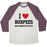 Virgin Teez  Baseball Tee Unisex Tri-Blend Baseball Tee / small / Oatmeal / Maroon I LOVE BURPEES #ALTERNATIVEFACTS UNISEX TRI-BLEND BASEBALL TEE