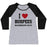 Virgin Teez  Baseball Tee Women's Tri-Blend Baseball Tee / small / Athletic Gray / Black I LOVE BURPEES #ALTERNATIVEFACTS WOMEN'S TRI-BLEND BASEBALL TEE