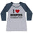 Virgin Teez  Baseball Tee Women's Tri-Blend Baseball Tee / small / Athletic Gray / Navy I LOVE BURPEES #ALTERNATIVEFACTS WOMEN'S TRI-BLEND BASEBALL TEE