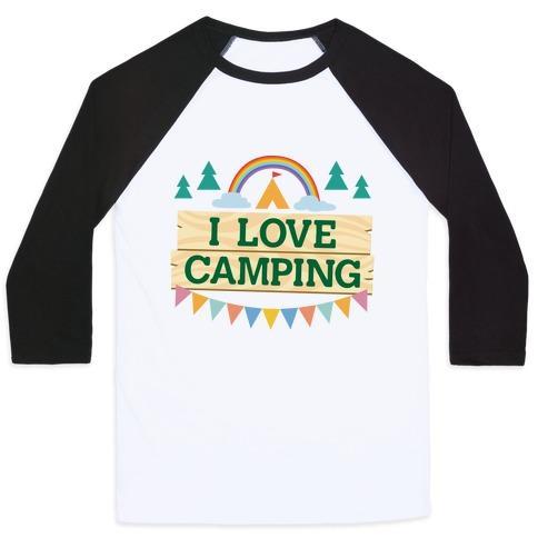 Virgin Teez  Baseball Tee Unisex Classic Baseball Tee / x-small / White/Black I LOVE CAMPING (POCKET CAMP PARODY) UNISEX CLASSIC BASEBALL TEE