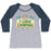 Virgin Teez  Baseball Tee Women's Tri-Blend Baseball Tee / small / Athletic Gray / Navy I LOVE CAMPING (POCKET CAMP PARODY) WOMEN'S TRI-BLEND BASEBALL TEE