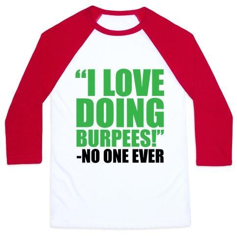 Virgin Teez  Baseball Tee Unisex Classic Baseball Tee / x-small / White/Red I LOVE DOING BURPEES UNISEX CLASSIC BASEBALL TEE
