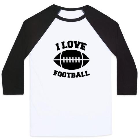Virgin Teez  Baseball Tee Unisex Classic Baseball Tee / x-small / White/Black I LOVE FOOTBALL UNISEX CLASSIC BASEBALL TEE