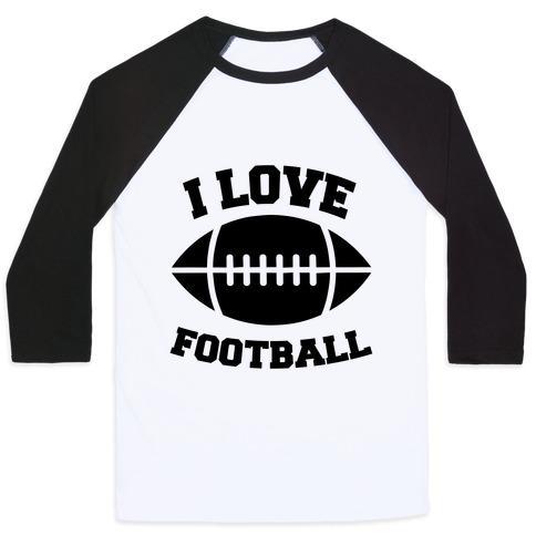 Virgin Teez  Baseball Tee Unisex Classic Baseball Tee / x-small / White/Black I LOVE FOOTBALL UNISEX CLASSIC BASEBALL TEE