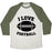 Virgin Teez  Baseball Tee Unisex Tri-Blend Baseball Tee / small / Oatmeal / Moss I LOVE FOOTBALL UNISEX TRI-BLEND BASEBALL TEE