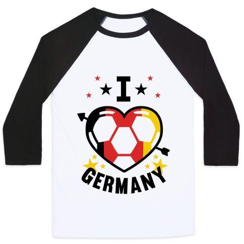 Virgin Teez  Baseball Tee Unisex Classic Baseball Tee / x-small / White/Black I LOVE GERMANY (SOCCER) UNISEX CLASSIC BASEBALL TEE