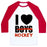 Virgin Teez  Baseball Tee Unisex Classic Baseball Tee / x-small / White/Red I LOVE HOCKEY MORE THAN BOYS UNISEX CLASSIC BASEBALL TEE