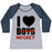 Virgin Teez  Baseball Tee Women's Tri-Blend Baseball Tee / small / Athletic Gray / Navy I LOVE HOCKEY MORE THAN BOYS WOMEN'S TRI-BLEND BASEBALL TEE