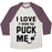 Virgin Teez  Baseball Tee Unisex Tri-Blend Baseball Tee / small / Oatmeal / Maroon I LOVE IT WHEN YOU PUCK ME (HOODIE) UNISEX TRI-BLEND BASEBALL TEE