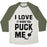 Virgin Teez  Baseball Tee Unisex Tri-Blend Baseball Tee / small / Oatmeal / Moss I LOVE IT WHEN YOU PUCK ME (HOODIE) UNISEX TRI-BLEND BASEBALL TEE