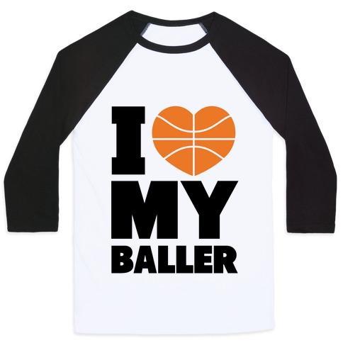 Virgin Teez  Baseball Tee Unisex Classic Baseball Tee / x-small / White/Black I LOVE MY BALLER UNISEX CLASSIC BASEBALL TEE