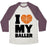 Virgin Teez  Baseball Tee Unisex Tri-Blend Baseball Tee / small / Oatmeal / Maroon I LOVE MY BALLER UNISEX TRI-BLEND BASEBALL TEE