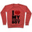 Virgin Teez  Pullover Crewneck Sweatshirt / x-small / Heathered Red I LOVE MY BASEBALL BOY CREWNECK SWEATSHIRT