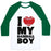 Virgin Teez  Baseball Tee Unisex Classic Baseball Tee / x-small / White/Dark Green I LOVE MY BASEBALL BOY UNISEX CLASSIC BASEBALL TEE