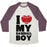Virgin Teez  Baseball Tee Unisex Tri-Blend Baseball Tee / small / Oatmeal / Maroon I LOVE MY BASEBALL BOY UNISEX TRI-BLEND BASEBALL TEE