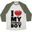 Virgin Teez  Baseball Tee Unisex Tri-Blend Baseball Tee / small / Oatmeal / Moss I LOVE MY BASEBALL BOY UNISEX TRI-BLEND BASEBALL TEE