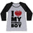 Virgin Teez  Baseball Tee Women's Tri-Blend Baseball Tee / small / Athletic Gray / Black I LOVE MY BASEBALL BOY WOMEN'S TRI-BLEND BASEBALL TEE