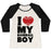 Virgin Teez  Baseball Tee Women's Tri-Blend Baseball Tee / small / Oatmeal / Black I LOVE MY BASEBALL BOY WOMEN'S TRI-BLEND BASEBALL TEE