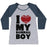 Virgin Teez  Baseball Tee Women's Tri-Blend Baseball Tee / small / Athletic Gray / Navy I LOVE MY BASEBALL BOY WOMEN'S TRI-BLEND BASEBALL TEE