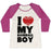 Virgin Teez  Baseball Tee Women's Tri-Blend Baseball Tee / small / Oatmeal / Berry I LOVE MY BASEBALL BOY WOMEN'S TRI-BLEND BASEBALL TEE