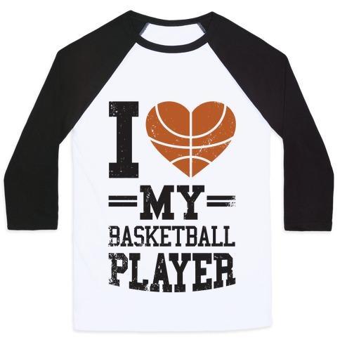 Virgin Teez  Baseball Tee Unisex Classic Baseball Tee / x-small / White/Black I LOVE MY BASKETBALL PLAYER UNISEX CLASSIC BASEBALL TEE