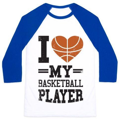 Virgin Teez  Baseball Tee Unisex Classic Baseball Tee / x-small / White/Blue I LOVE MY BASKETBALL PLAYER UNISEX CLASSIC BASEBALL TEE