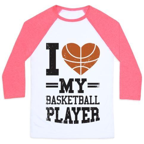 Virgin Teez  Baseball Tee Unisex Classic Baseball Tee / x-small / White/Neon Pink I LOVE MY BASKETBALL PLAYER UNISEX CLASSIC BASEBALL TEE